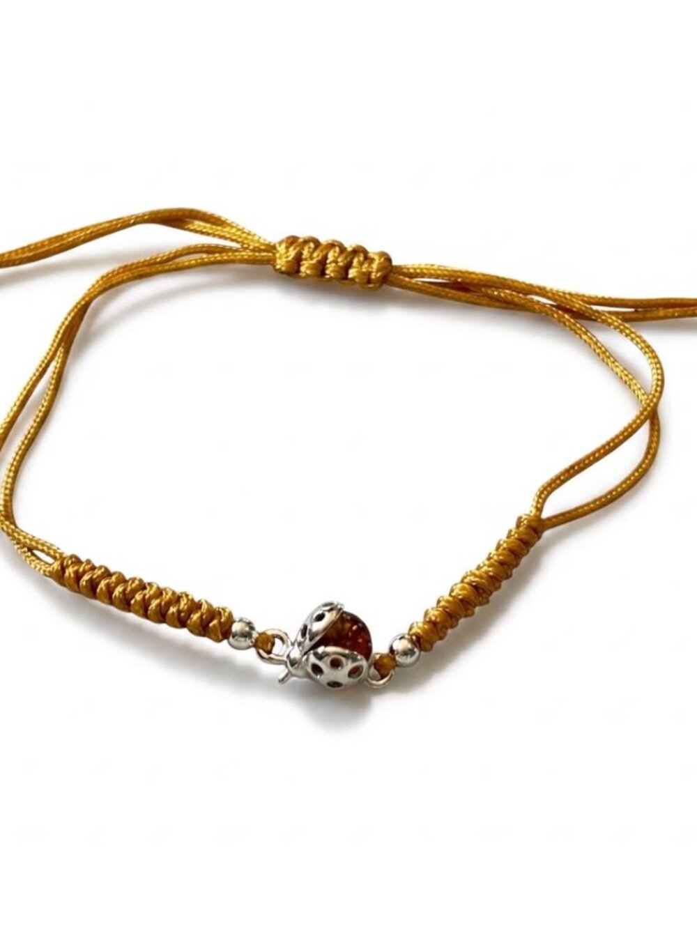 Sterling Silver .925 Bracelet with ladybug Ambar Stone